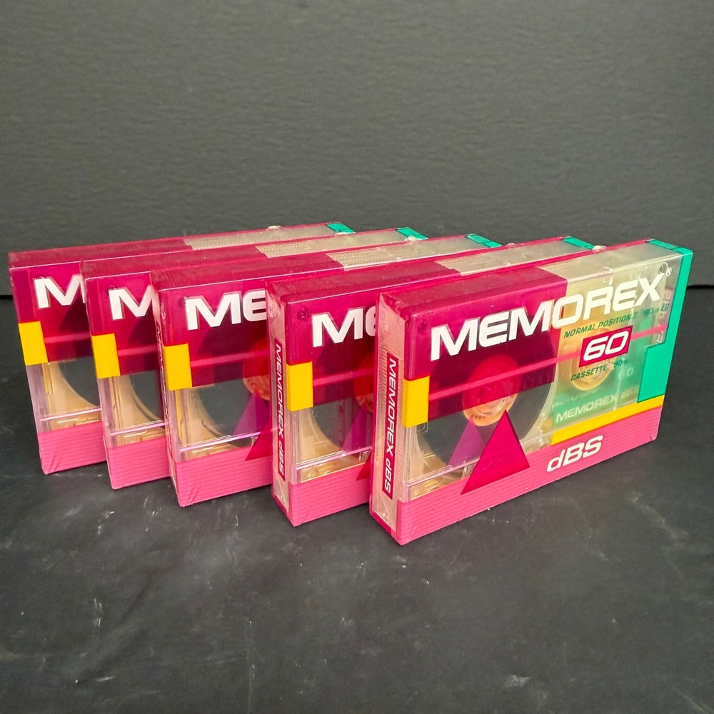 Vintage Memorex dBS 60 Blank Audio Cassette Tapes 5-Pack Pink 90s Sealed New
